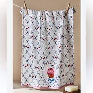 Nathalie Lete x Anthro La Patisserie Yummi Cherry Cupcake Print Dish Towel